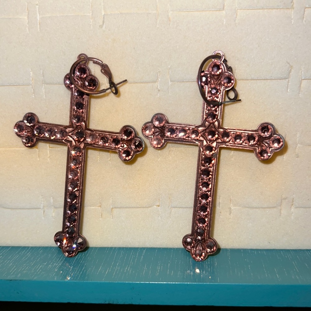 Rose gold pink panache earrings